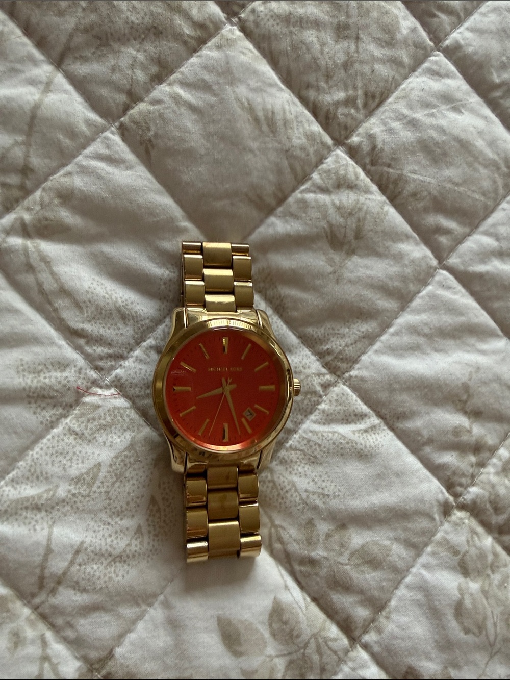 Gold-Tone Women's Watch with Red Dial